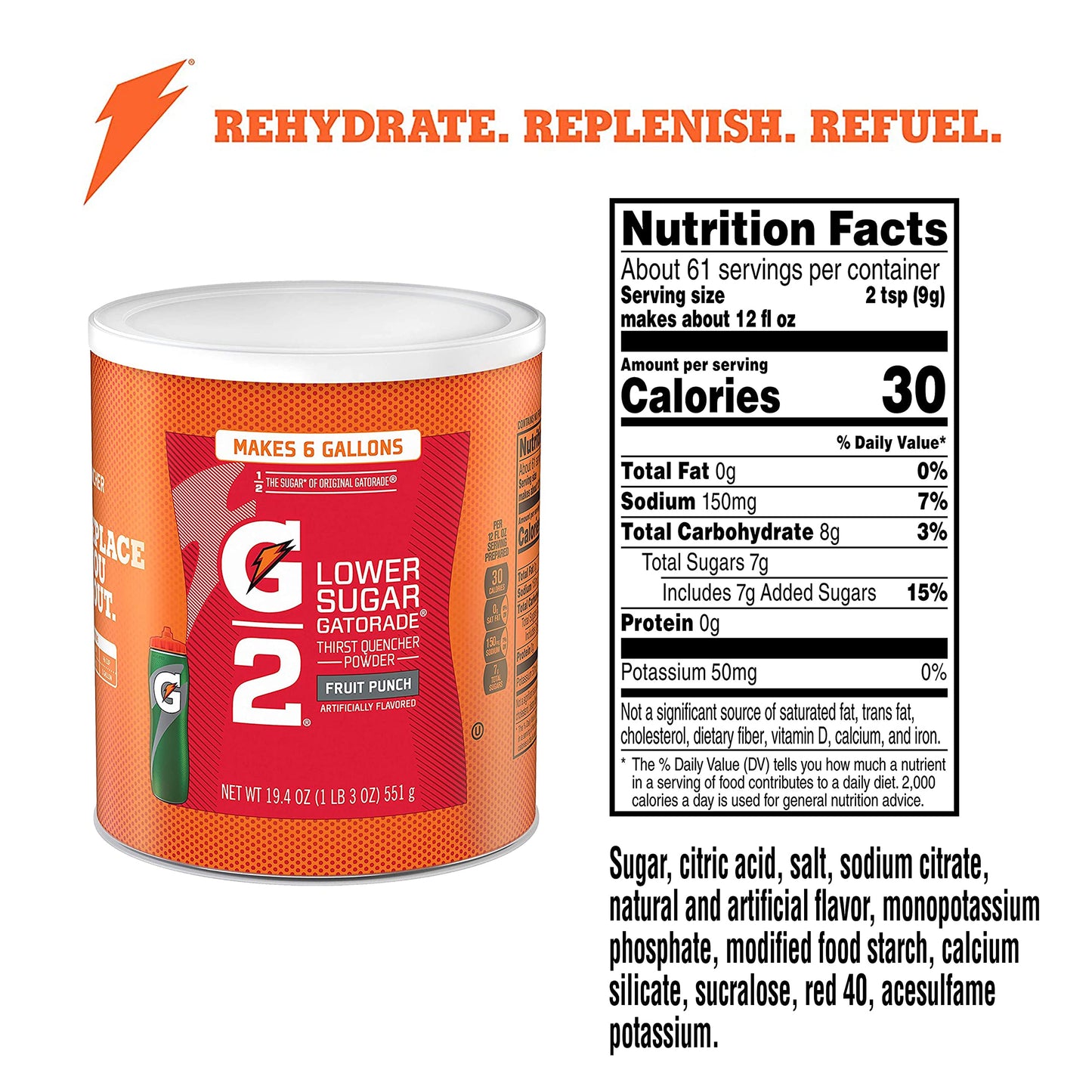 Gatorade Thirst Quencher Powder, G2 Fruit Punch, 19.4 Ounce, Pack Of 3