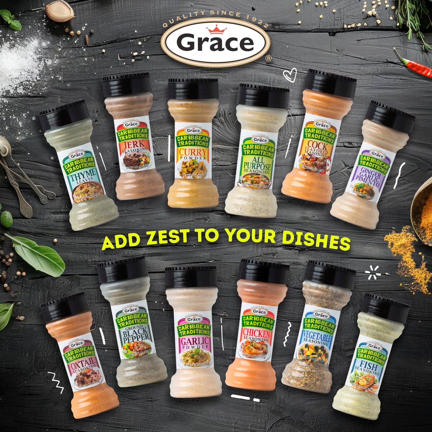 Grace Caribbean Tradition All Purpose Seasoning - 2 Pack - All Spices & Seasonings For Cooking - A Complete Veggie Blend - The B