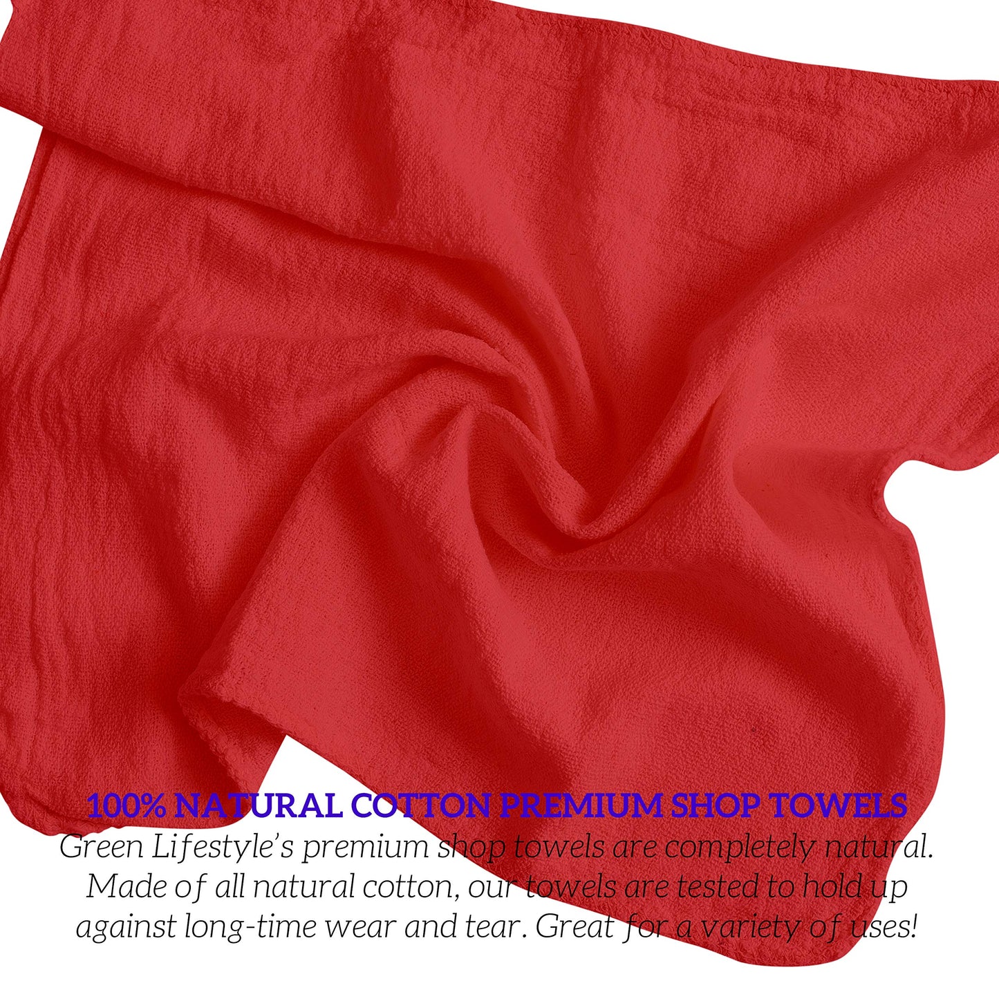 Green Lifestyle 150 Pack 12X14, Red Shop Towels 100% Cotton, Super Absorbent And Durable For Car, Reusable Shop Rags