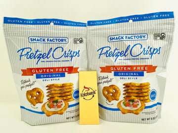 Pretzel Crisps Gluten Free Thin Crackers Crunchy Original Deli Style By Snack Factory Bundled With Kokobunch Kit | 2 PK - 5oz