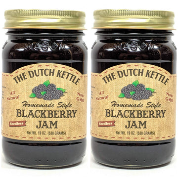 The Dutch Kettle Amish Homestyle Blackberry Jam Seedless 2-19 Oz. Jars All Natural Non-GMO No Preservatives