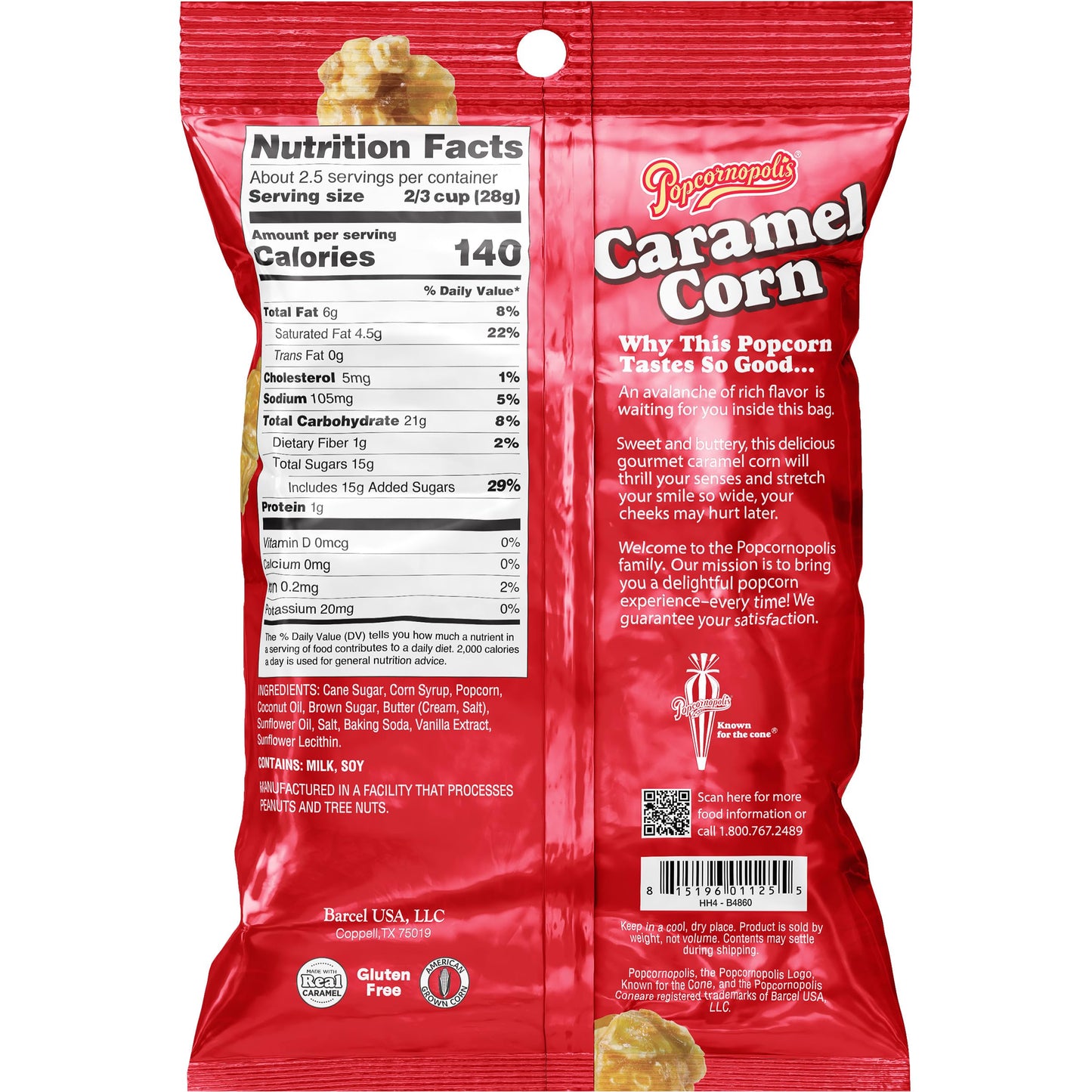 Popcornopolis Gourmet Popcorn, Caramel Corn, Sweet Snack, 12-Pack Snack Bags, Bulk & Single Serve, Non-GMO, Gluten-Free