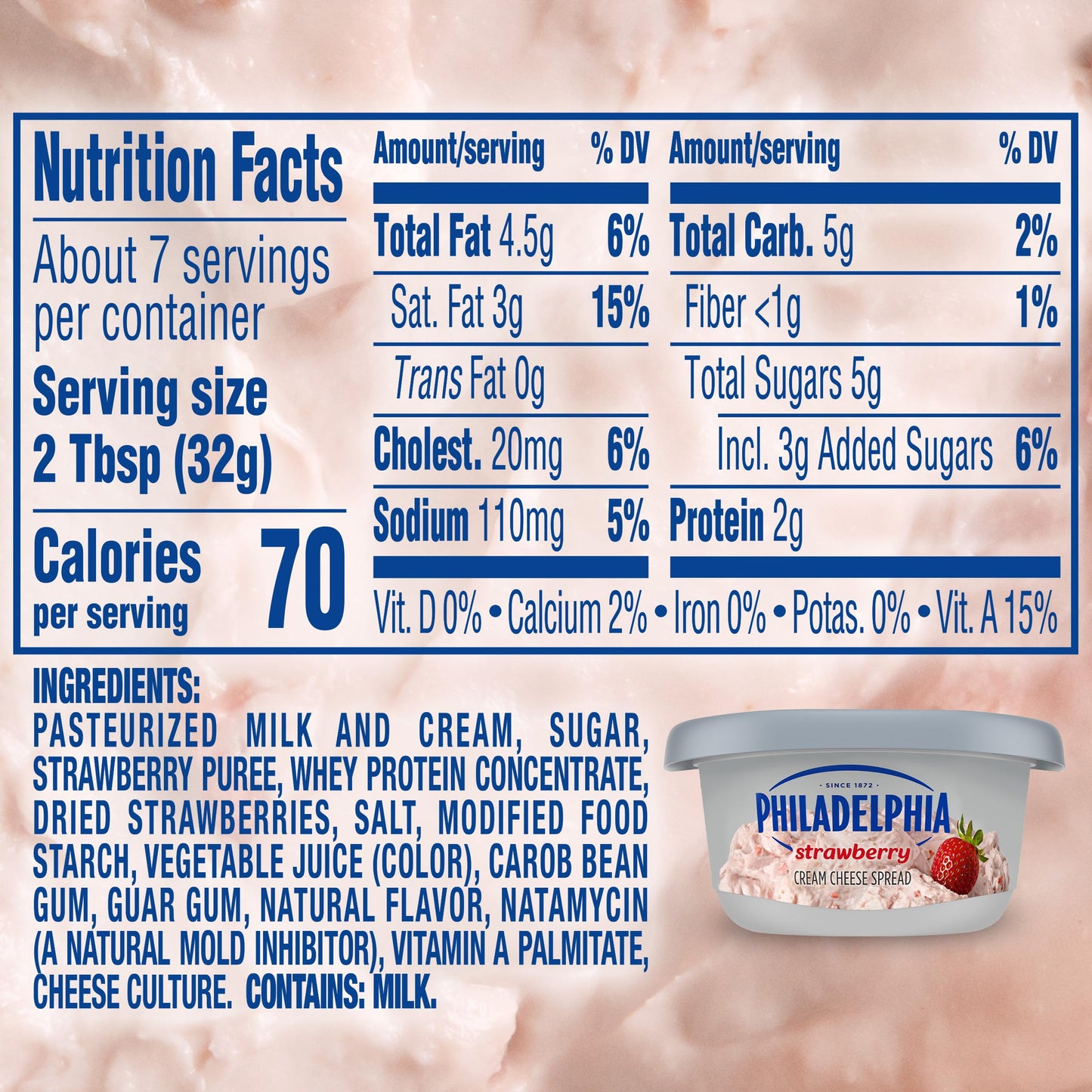 Philadelphia Strawberry Cream Cheese Spread, 7.5 oz Tub