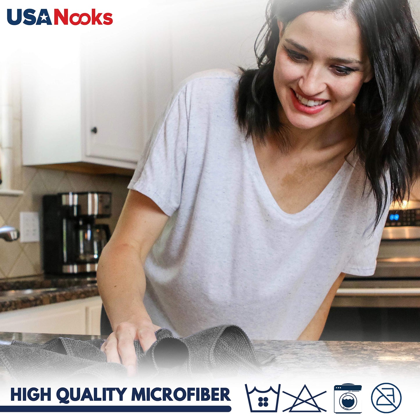Usanooks Microfiber Cleaning Cloth - 12Pcs (16X16 Inch) High Performance - 1200 Washes, Ultra Absorbent Car Towels Traps Grime &