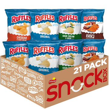 Ruffles Potato Chips  4 Flavor Variety Pack  1 oz Bags (Pack of 21)