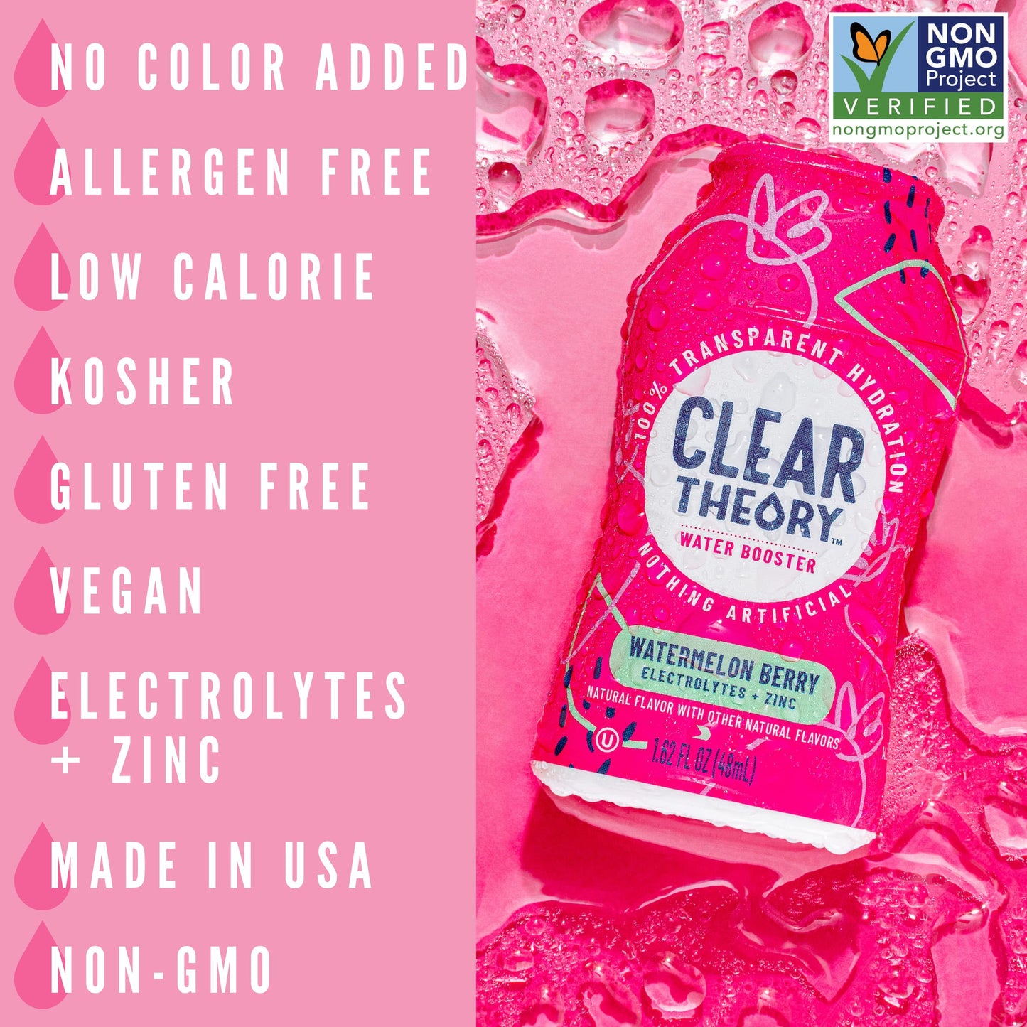 Clear Theory Water Flavoring Drops With Electrolytes, Water Enhancer Liquid Flavored Water Drink Mix, Hydration For Kids, Vegan,