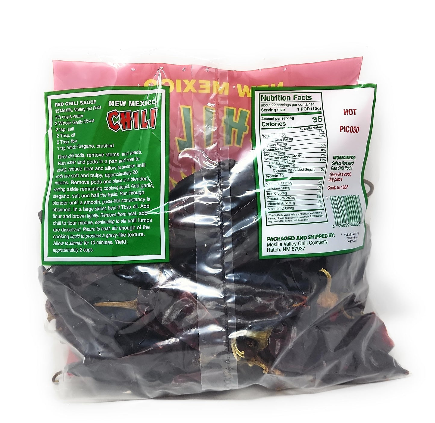 Barker's Hot Red Chili Pods From Hatch, NM - 8 oz
