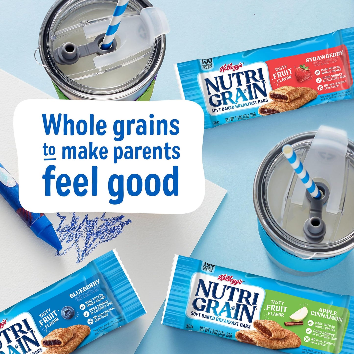 Nutri-Grain Soft Baked Breakfast Bars, Kids Snacks, Whole Grain, Variety Pack (4 Boxes, 32 Count)