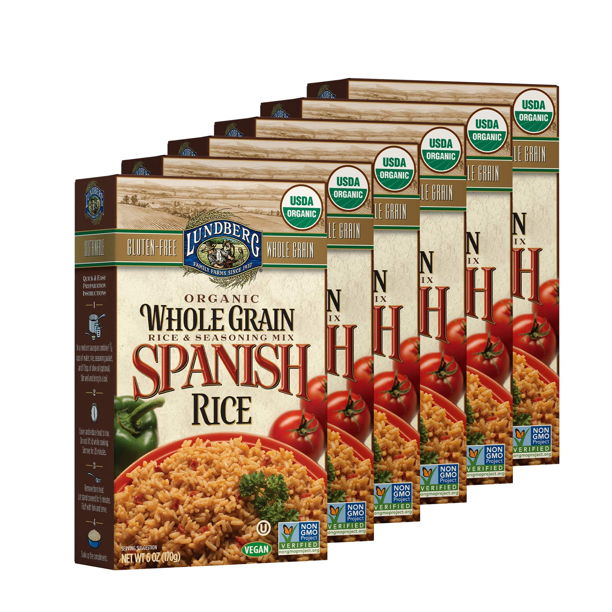 Lundberg Family Farms - Organic Whole Grain Spanish Rice, Zesty Blend, Side Dish, Pantry Staple, 100% Whole Grain, Non-GMO, Glut
