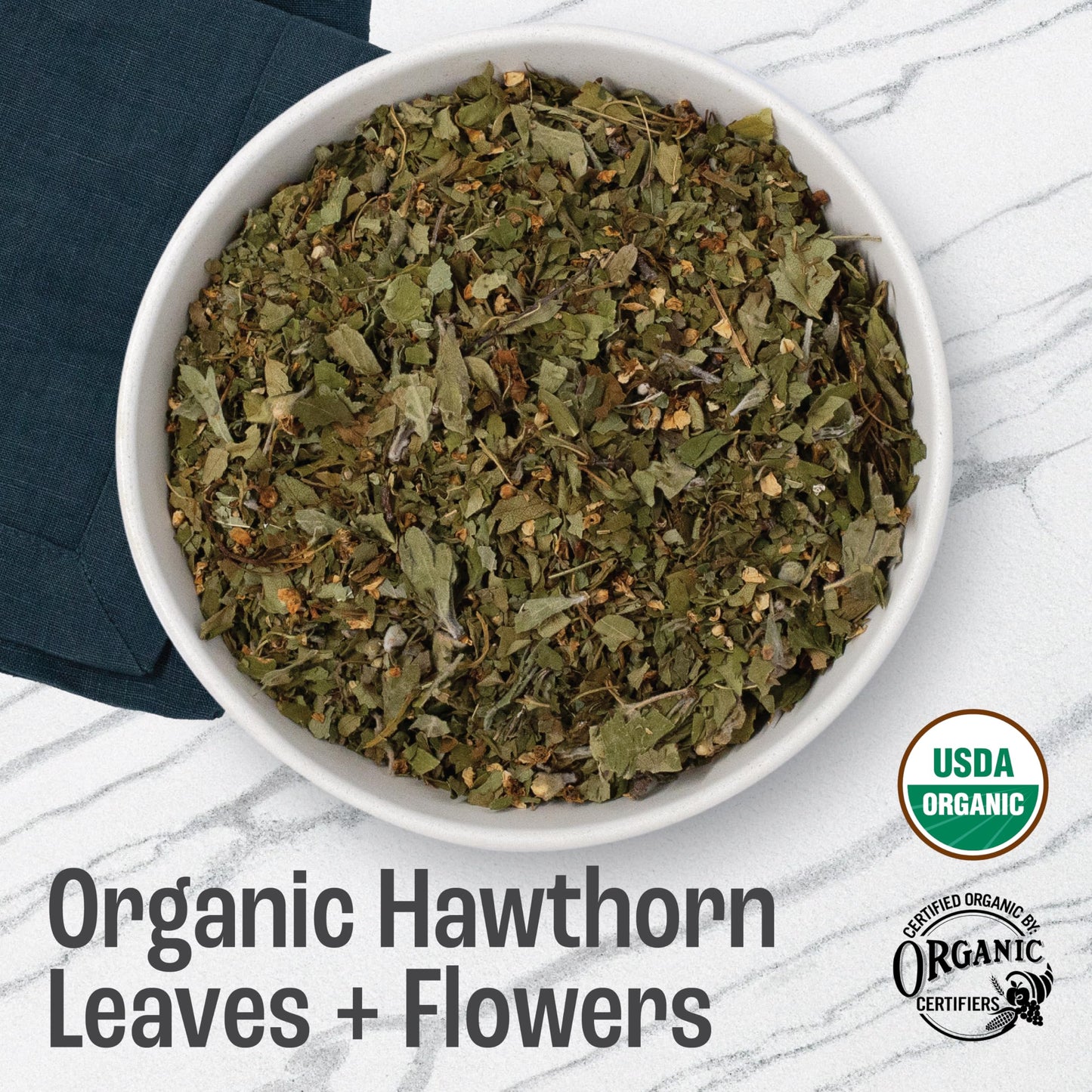 J MAC BOTANICALS Organic Hawthorn Leaves and Flower Tea, 8 oz Dried Herbal Tea