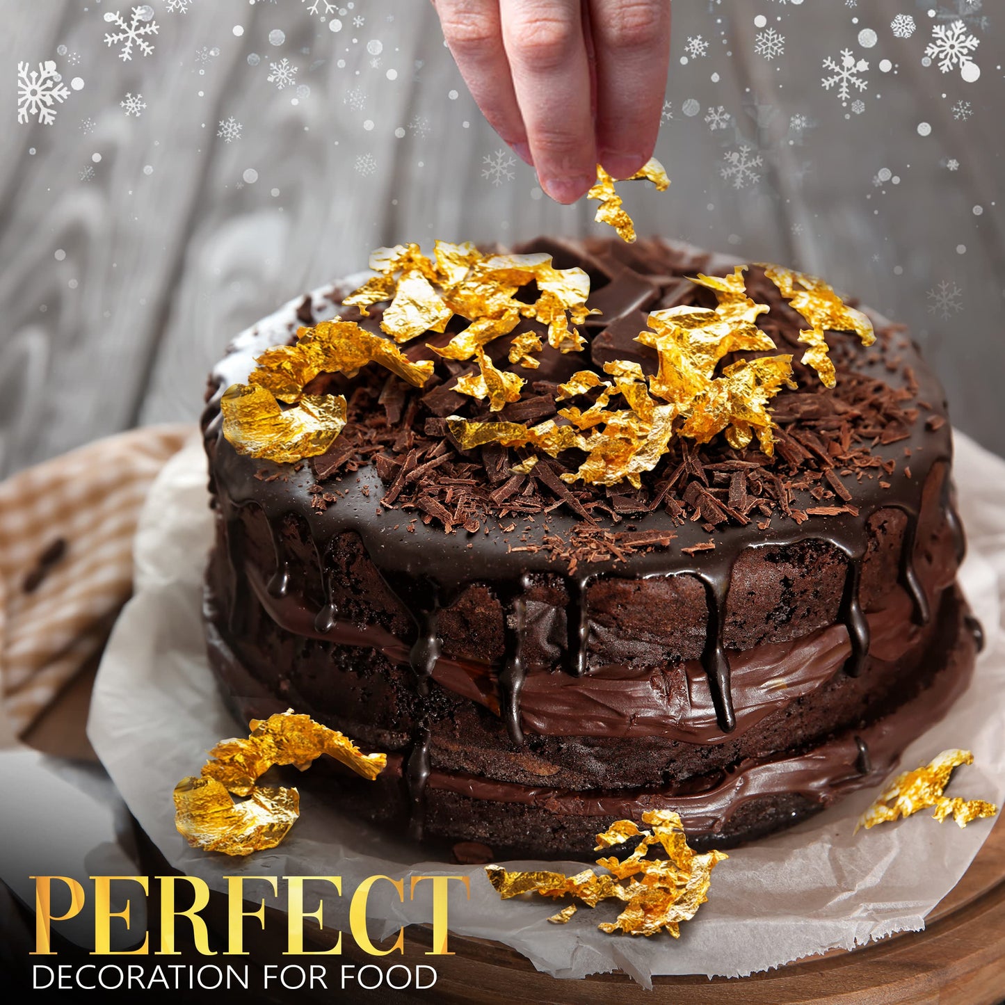 Goldz 24K Edible Real Gold Leaf Flakes 50Mg, Edible Gold Leaf Flakes For (Cooking, Cupcake, Chocolate, Steak, Chocolates, Decora