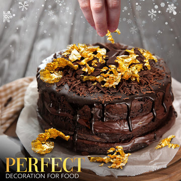 Goldz 24K Edible Real Gold Leaf Flakes 50Mg, Edible Gold Leaf Flakes For (Cooking, Cupcake, Chocolate, Steak, Chocolates, Decora