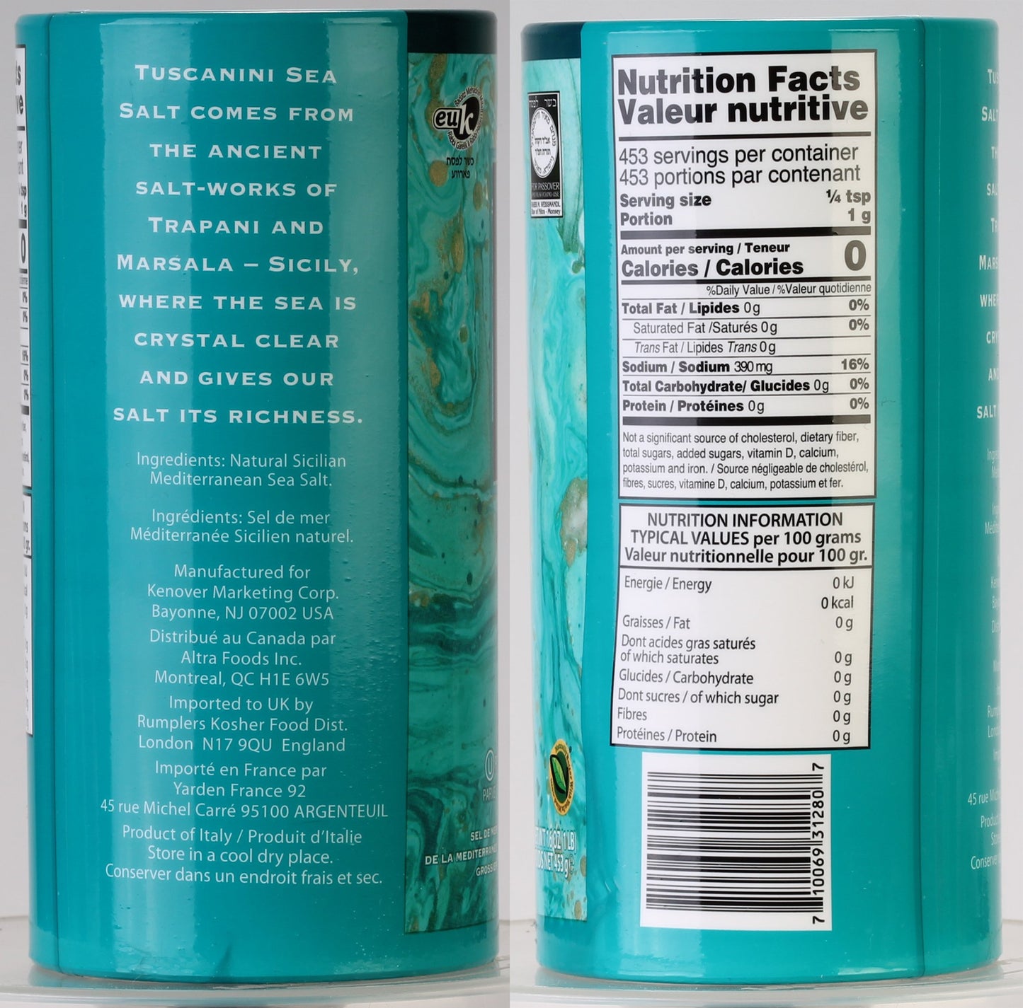 Tuscanini, Coarse Mediterranean Sea Salt, 16Oz, From Sicily Italy, (2 Pack), Total Of 2Lb