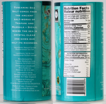 Tuscanini, Coarse Mediterranean Sea Salt, 16Oz, From Sicily Italy, (2 Pack), Total Of 2Lb