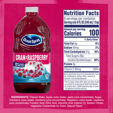 Ocean Spray Cran-Raspberry Cranberry Raspberry Juice Drink, 64 Ounce Bottles (Pack Of 8)