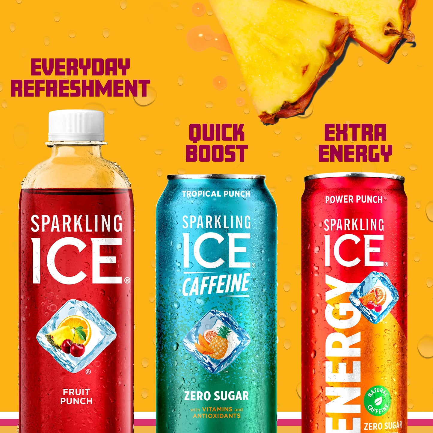 Sparkling Ice Energy Drinks Power Punch, Zero Sugar, 12 Fl Oz Cans, Pack of 12
