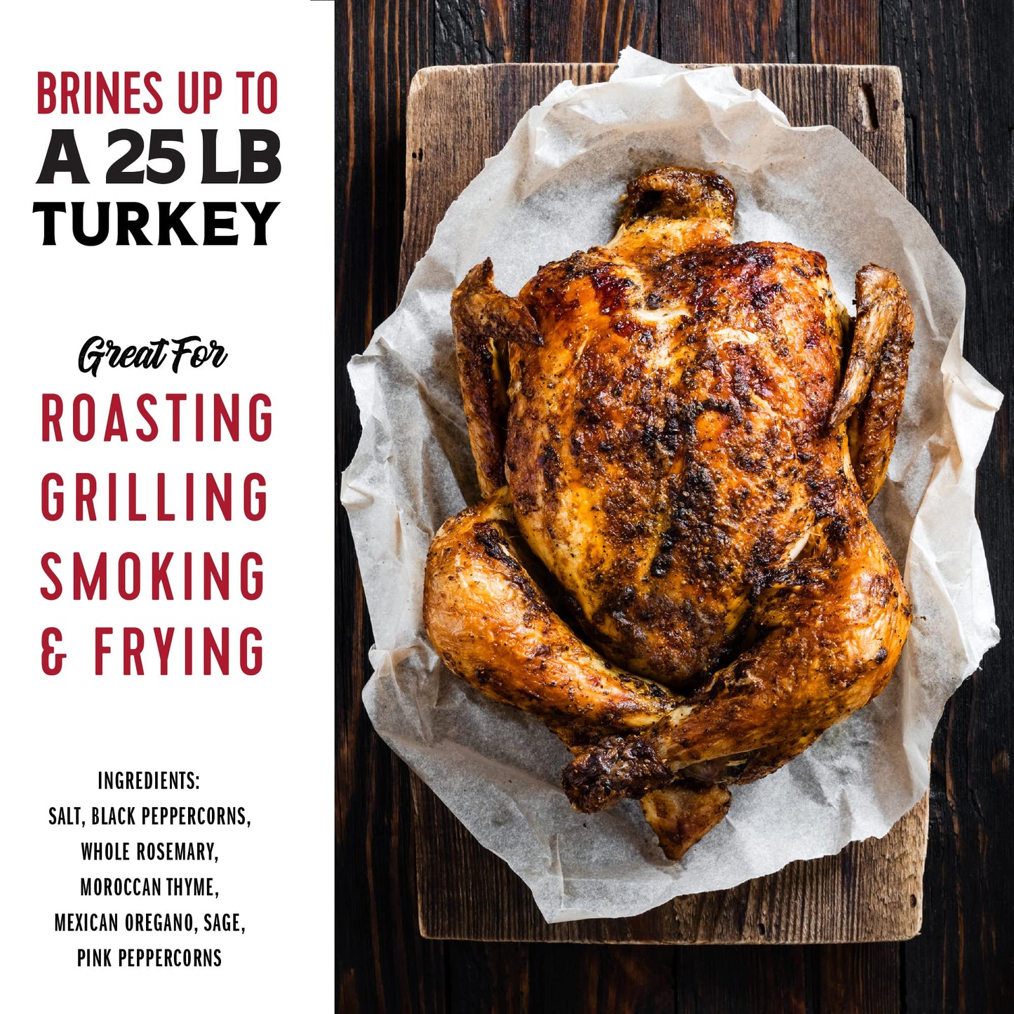 Fire & Flavor Turkey Perfect All-Natural Herb Brine Seasoning Kit  Perfect for Roasting  Grilling  smoky aroma  and Frying  Including Durable Double-Zipper Gusseted Brining Bag for Birds up to 25 lbs