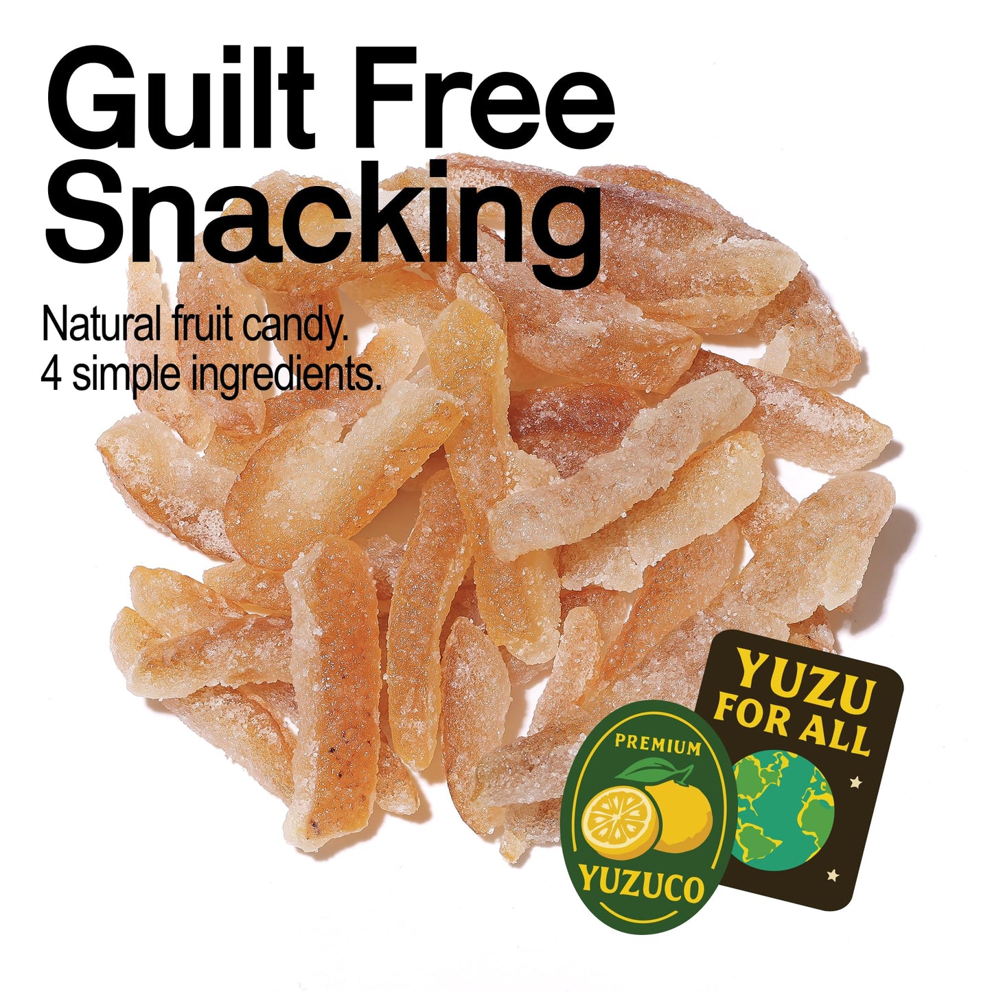 YUZUCO - Candied Yuzu Peels (1 Ounce Bag) - Great for Snacking, Garnish for Cocktails and Desserts