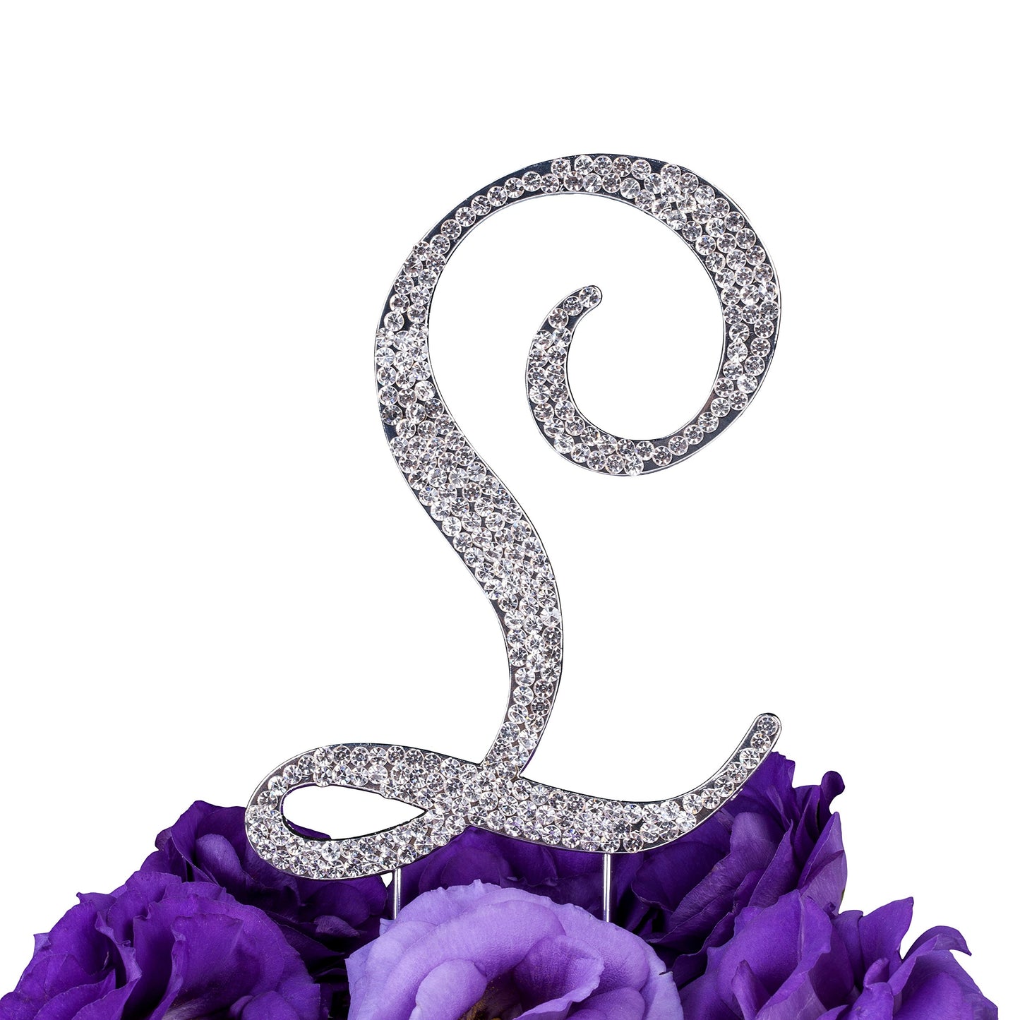 LOVENJOY Rhinestone Letter L Cake Topper, 3.5, Silver, Model GA-LTL0120A