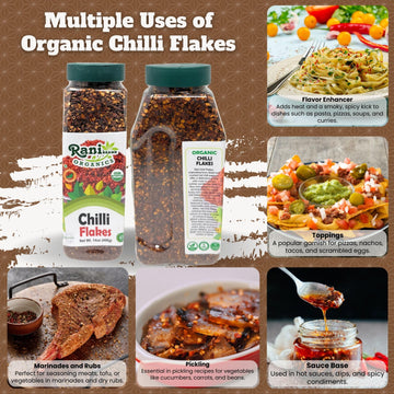 Rani Organic Chilli Flakes 14Oz (400G) Pet Jar ~ All Natural, No Color Added | Gluten Friendly | Vegan | Non-Gmo | Kosher | No S