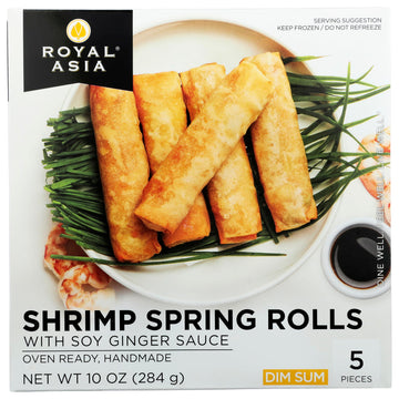 Royal Asia, Shrimp Spring Rolls Ginger Soy Sauce, 10 Ounce