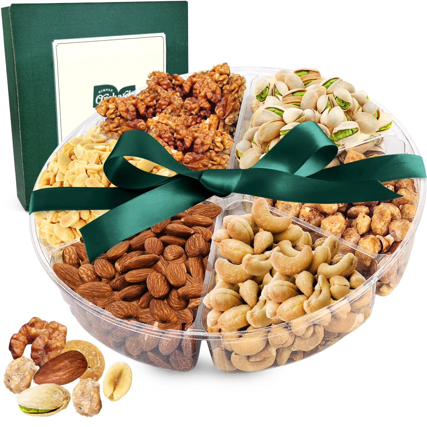 Simple Orchards Gourmet Nuts Gift Basket - 2.2 LB Assorted Nuts in Green Box - Perfect for Mothers Day, Birthdays, Sympathy