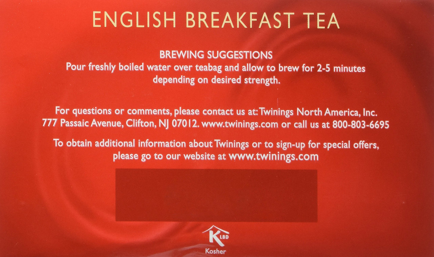Twinings English Breakfast Tea, Tea Bags, 50 Ct