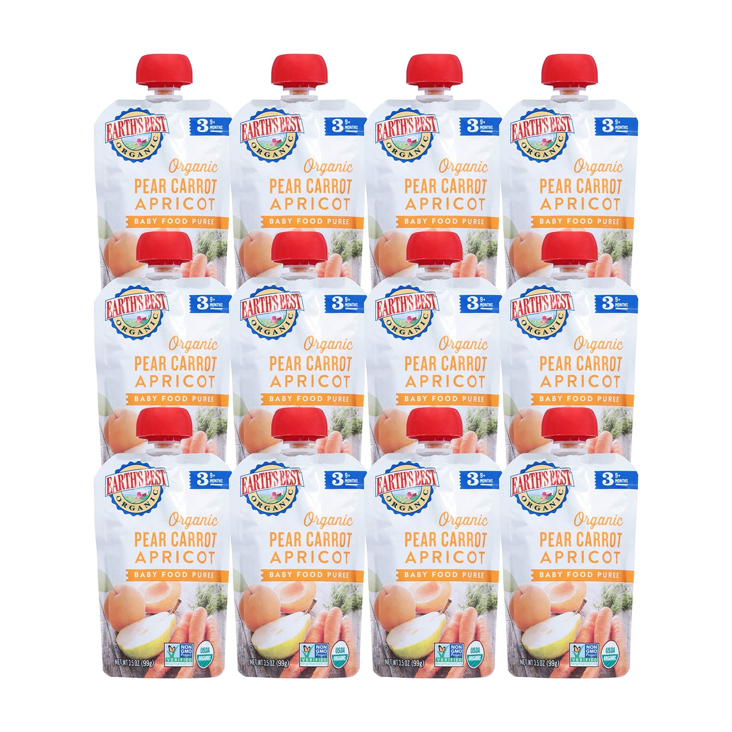Earth'S Best Organic Baby Food Pouches, Stage 3 Fruit And Vegetable Puree For Babies 9 Months And Older, Organic Pear Carrot Apr
