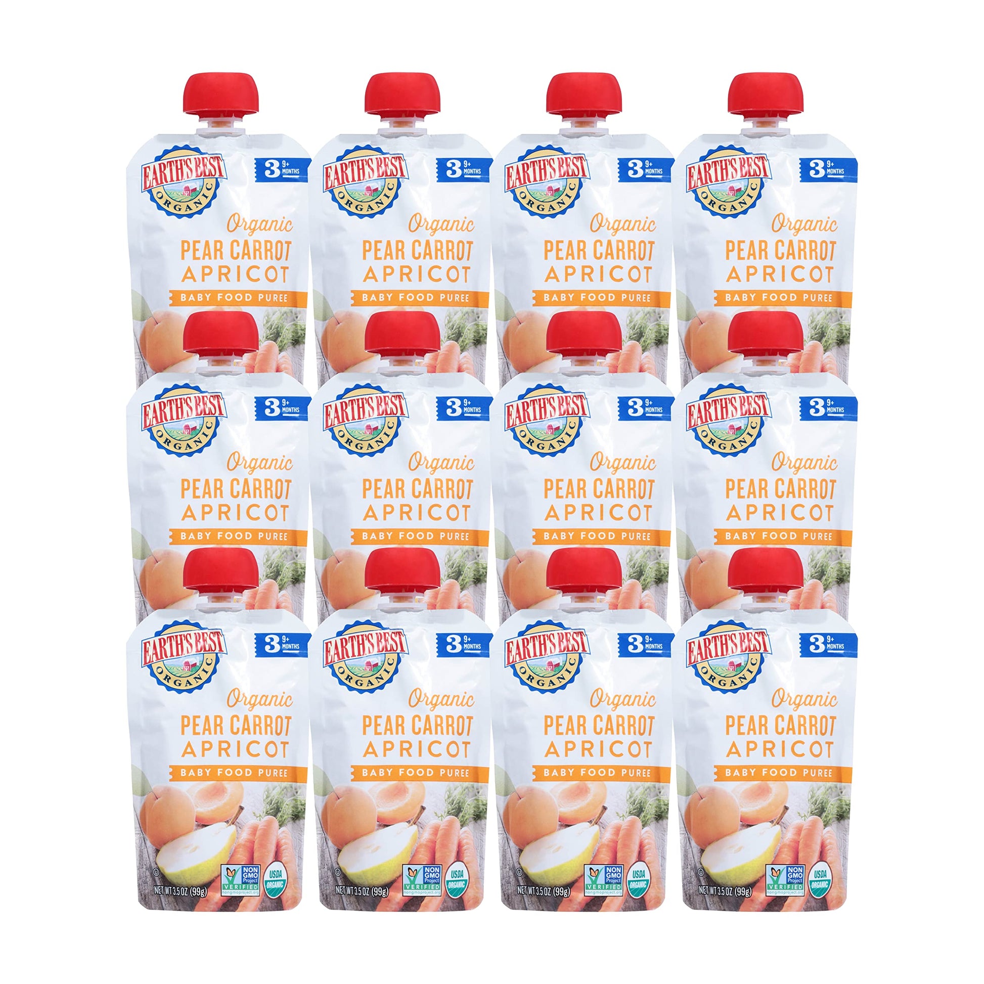 Earth'S Best Organic Baby Food Pouches, Stage 3 Fruit And Vegetable Puree For Babies 9 Months And Older, Organic Pear Carrot Apr