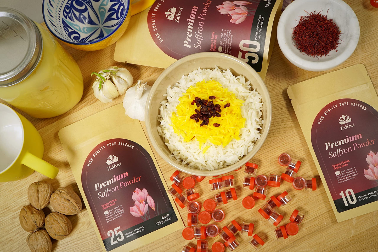 Zaffrus Premium Saffron Powder for Cooking - Pack of 5 (0.625 gr each)