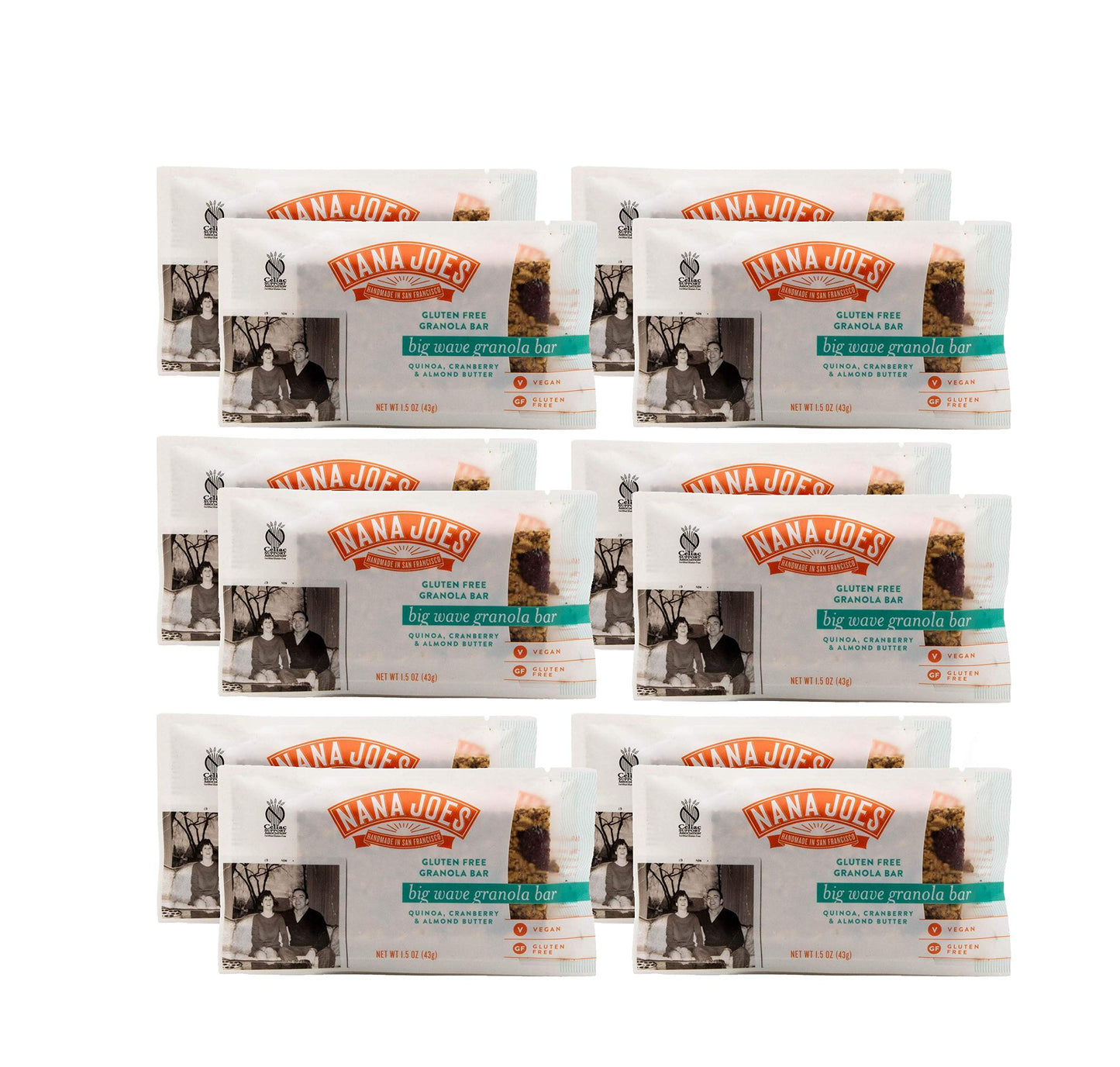 NANA JOES GRANOLA Big Wave Bars, Gluten-Free, Vegan, Organic, Low Carb, 12 Pack