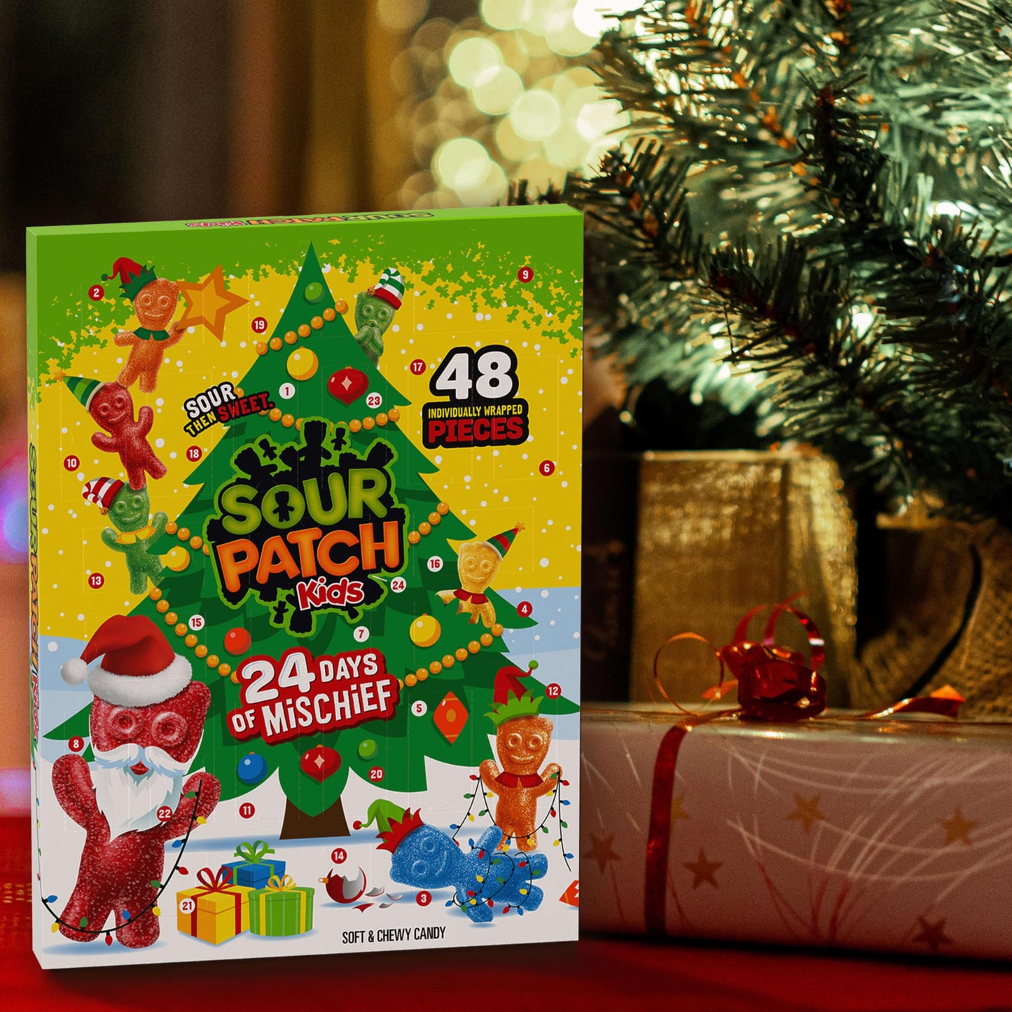 SOUR PATCH KIDS Big Kids Soft & Chewy Candy Holiday Advent Calendar  24 Days (48 Pieces of Candy)