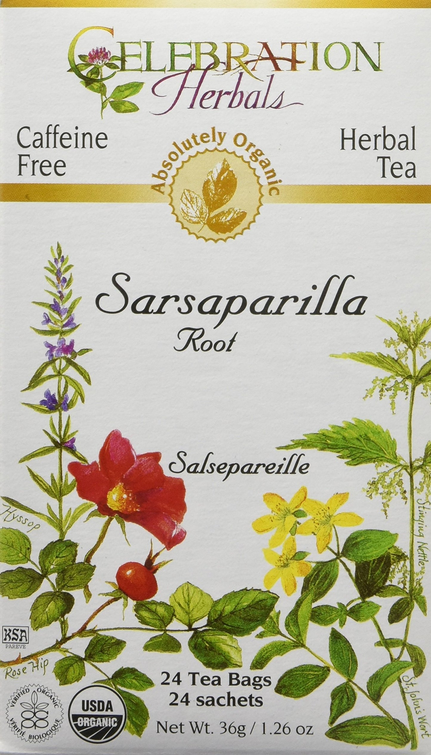 Celebration Herbals Organic Sarsaparilla Root Tea Bags 24 Count