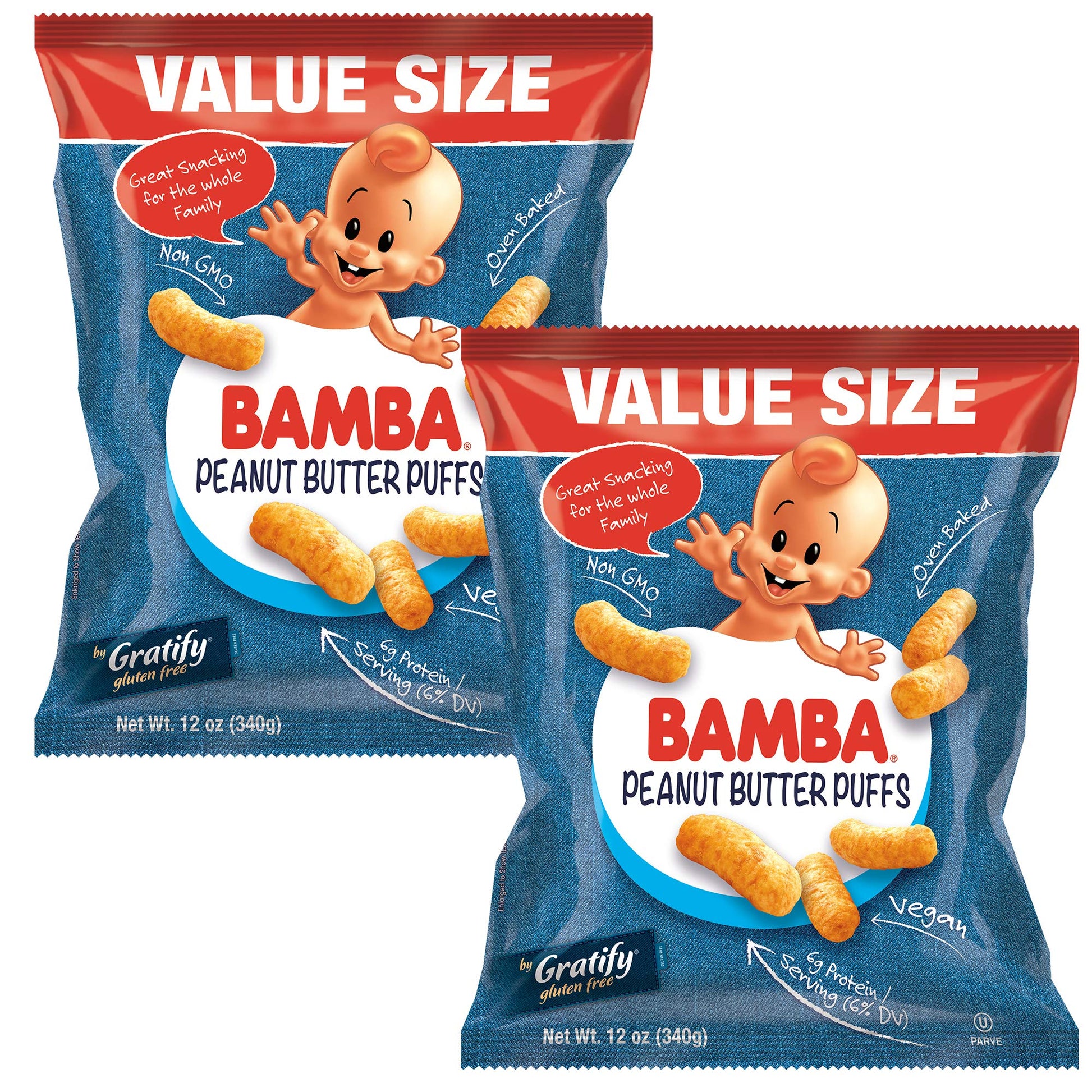 Osem Peanut Butter Puffs - Oven Baked Snack - 24 Ounce Total - 2-12 Ounce Bags