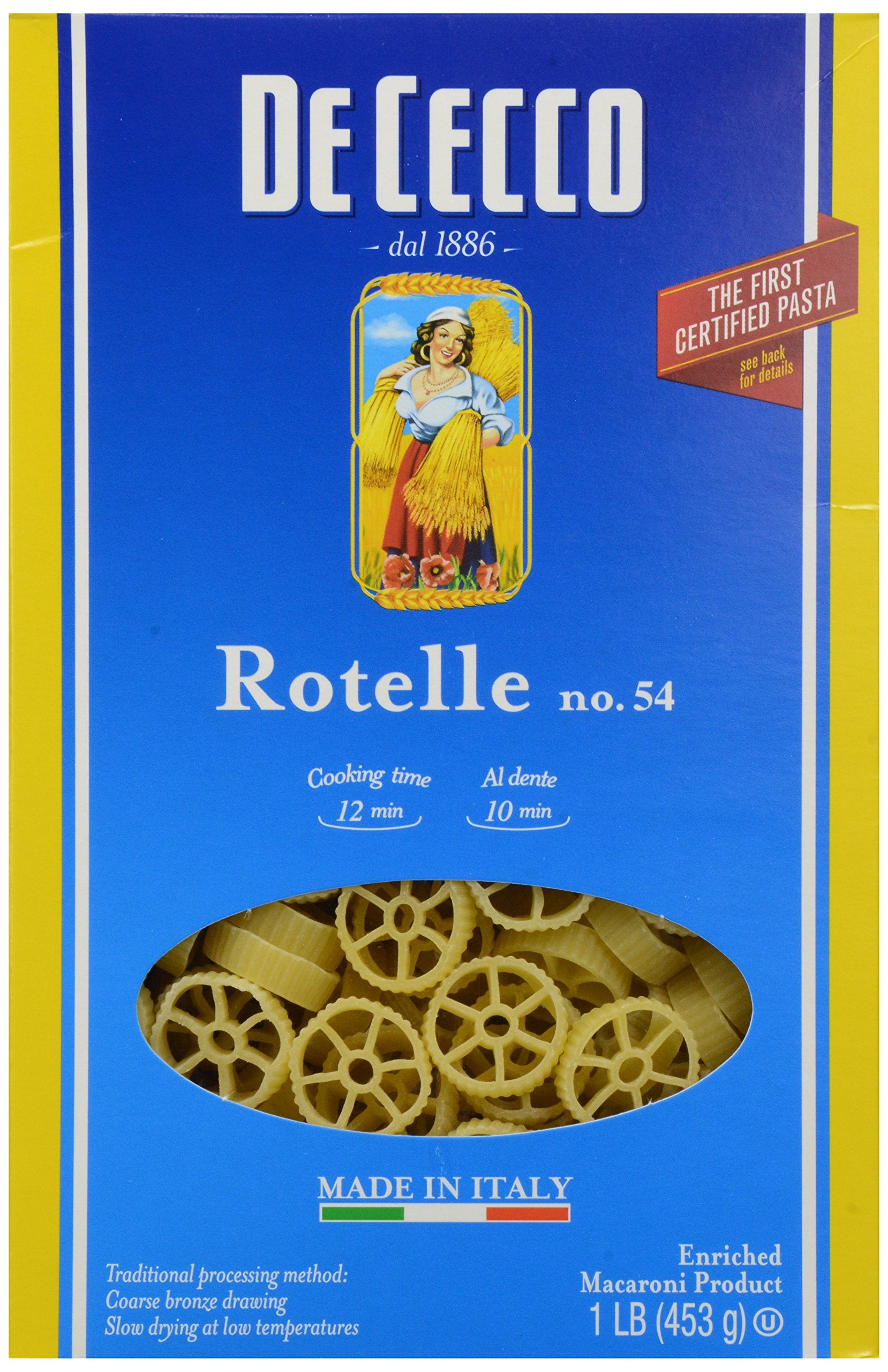 De Cecco Pasta Rotelle No.54, 16 oz - Traditional Italian Pasta for Delicious Meals