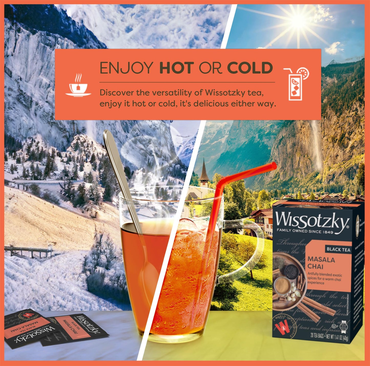 Wissotzky Masala Chai Black Tea (6 Pack - 120 Tea Bags) | Aromatic Chai Tea | Antioxidant Rich | Comforting Tea | Black Tea Bags