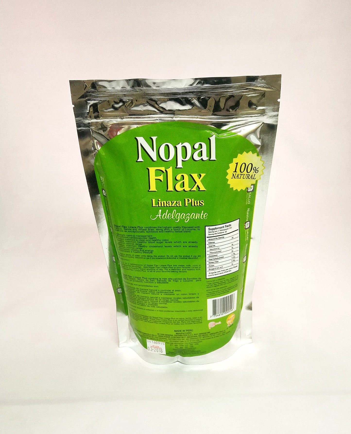 Nopal Flax Linaza Plus Original Colon Cleansing & Constipation (1LB) 100% Natural Blend of Ground Linaza -Senna- Lucuma- Prickly