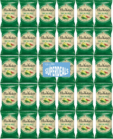 Kettle Cooked Potato Chips By Miss Vickie'S Value Pack Bundled By Superdeals | 1.375 Oz Bag | Spicy Dill Pickle | Pack Of 30 Wit