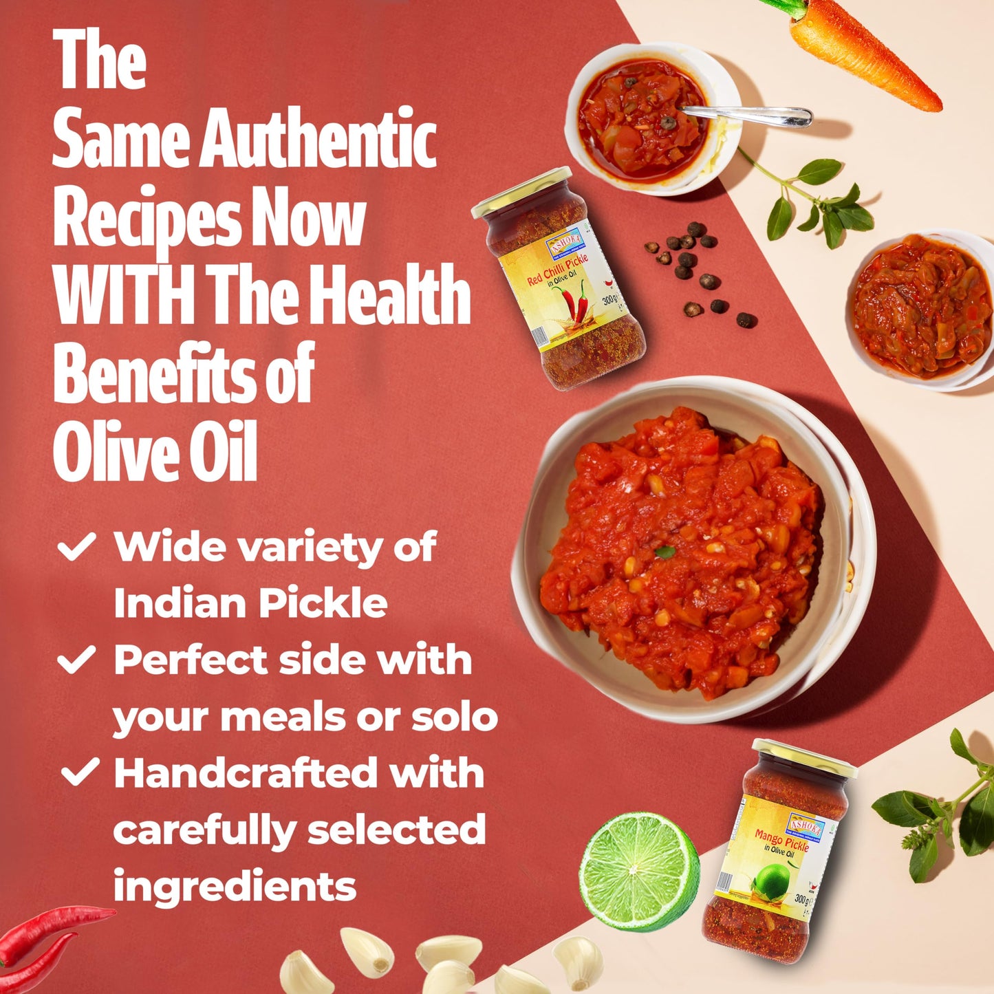 ASHOKA Green Chilis Pickle in Olive Oil, All Natural, Vegan, 300 Grams (Pack of 1)