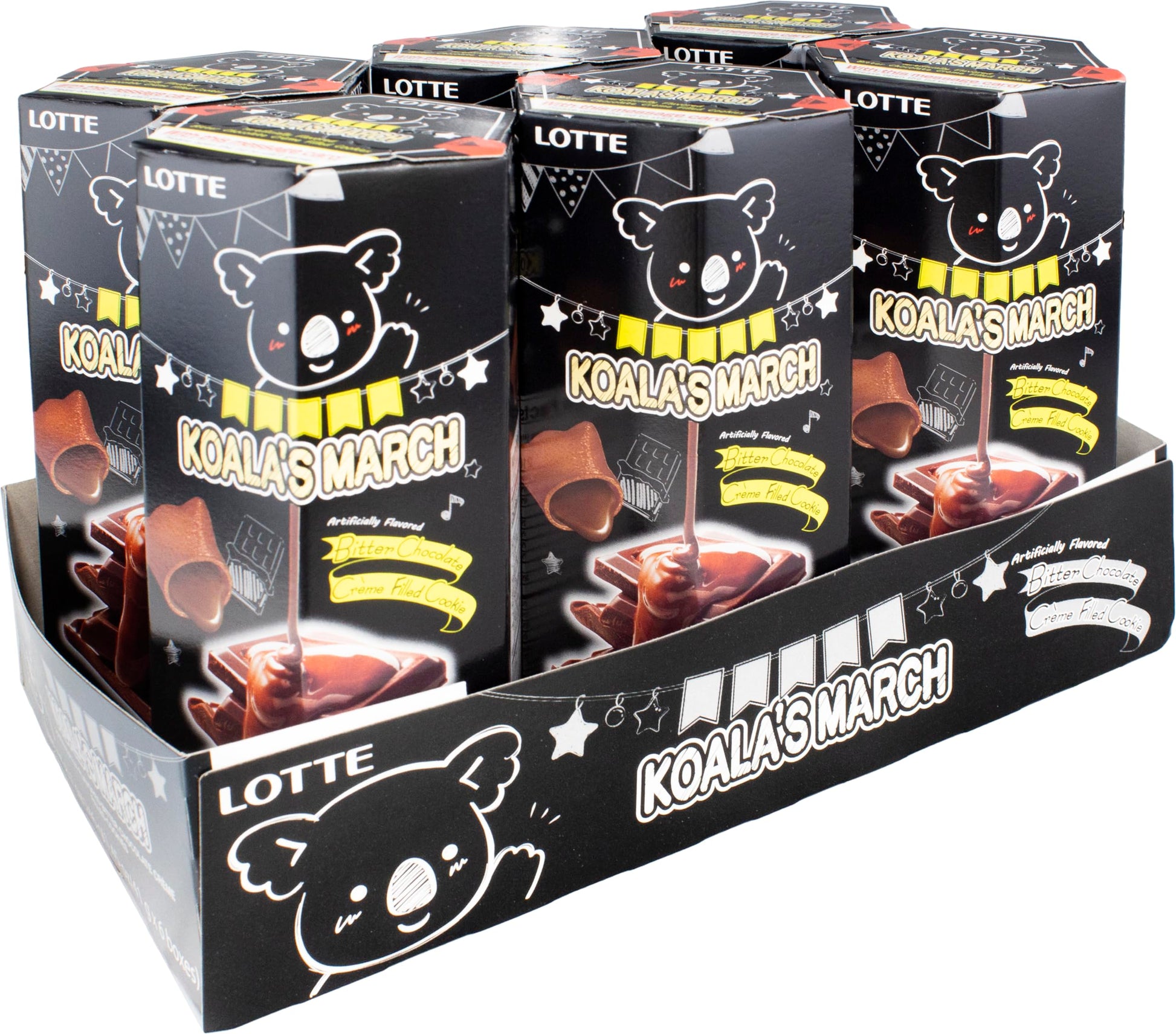 Lotte Koalas March Cookies with Bitter Chocolate Flavored Cream, 1.45 oz (pack of 6)