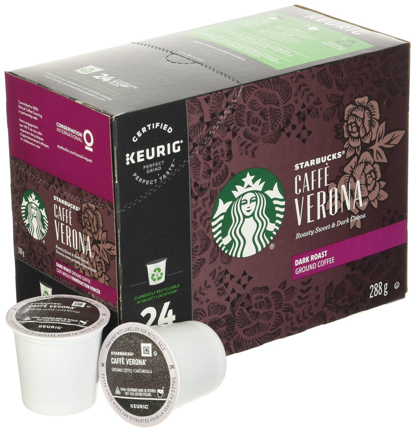 Starbucks Caffe Verona Dark K-Cup Pods for Keurig, 128 Count (Pack of 1)