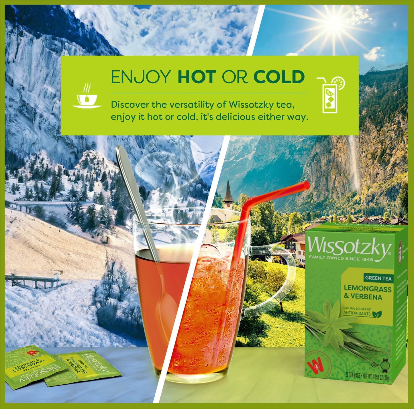Wissotzky Lemongrass & Verbena Green Tea (6 Pack - 120 Tea Bags) | Soothing Aroma | Antioxidant Rich | Refreshing Green Tea Bags