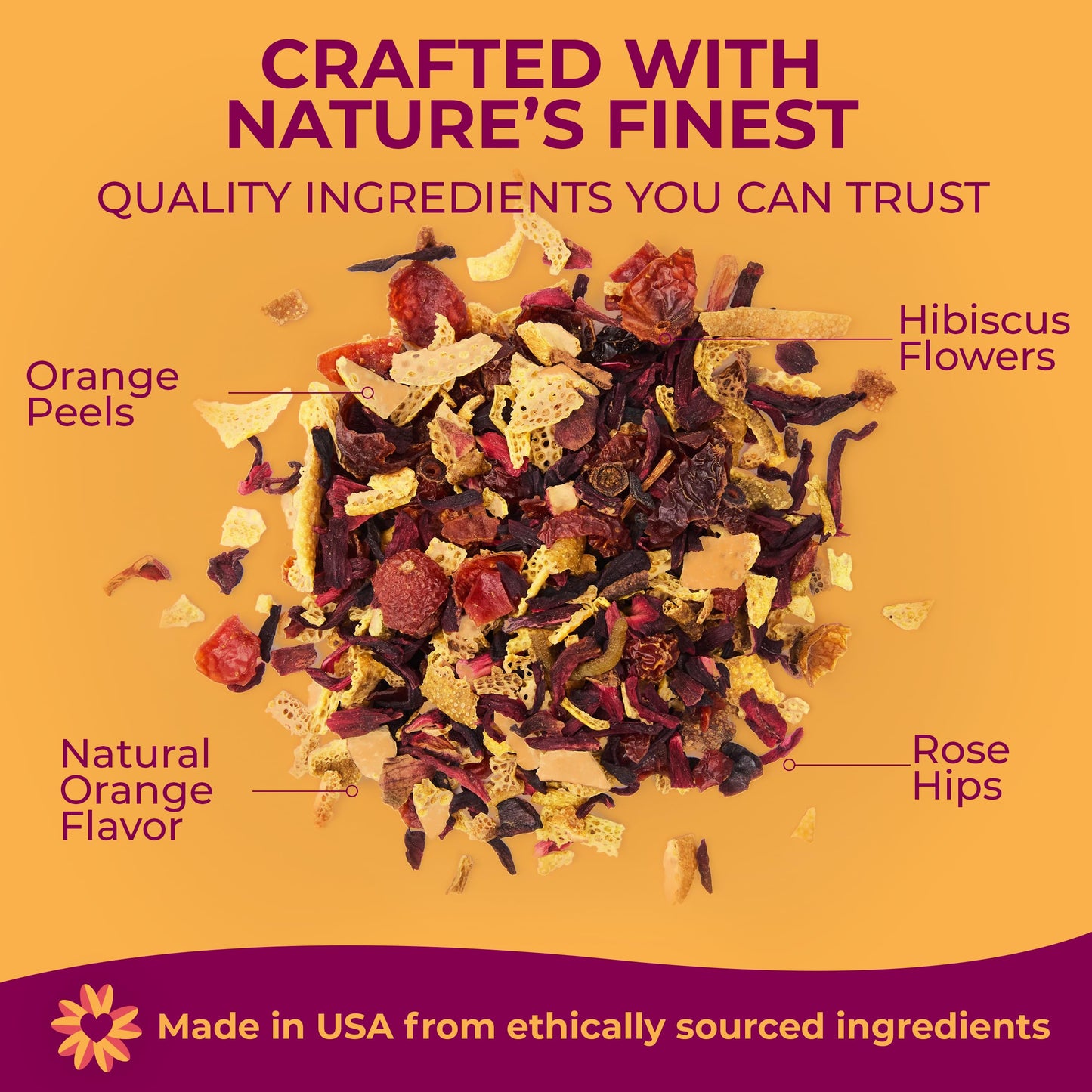 DRINK KATYS Blood Orange Herbal Tea, Caffeine Free, 3 Ounce, Loose Leaf, All Natural, Makes Hot or Iced Tea