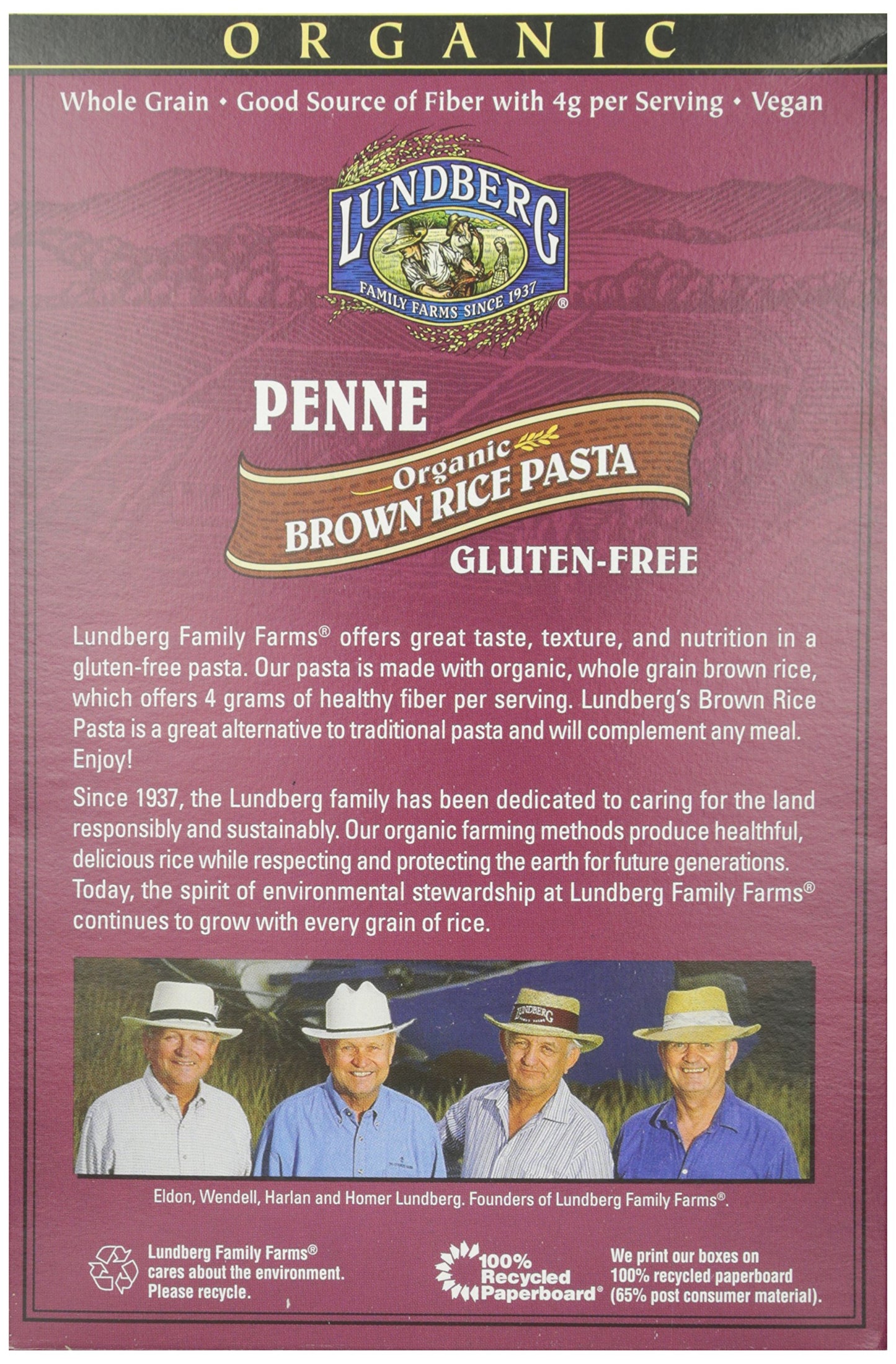 Lundberg, Penne Brown Rice Pasta, Organic, 12 Oz
