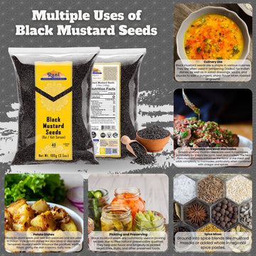 Rani Black Mustard Seeds Whole Spice, Non-GMO, Gluten Friendly, Vegan, 3.5oz (100g)