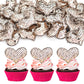 24Pcs Valentines Day Heart Cupcake Toppers Rose Gold Valentines Day Cupcake Picks Decorations for Valentine's Day Theme Wedding