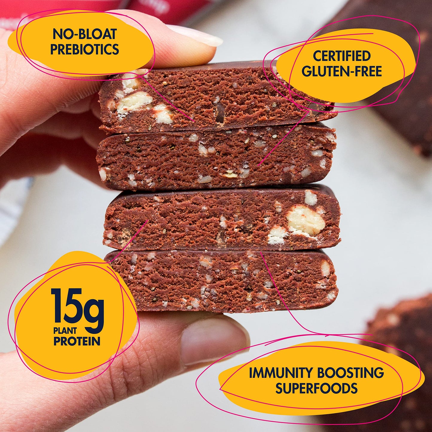 Shanti Bar Plant Protein + Immunity Superfoods, Prebiotics | Vegan, Gluten Free, Paleo, Raw Healthy Snack, Certified Organic, Low Glycemic, No Refined Sugars | Red Velvet Chocolate Chip | 12 Count
