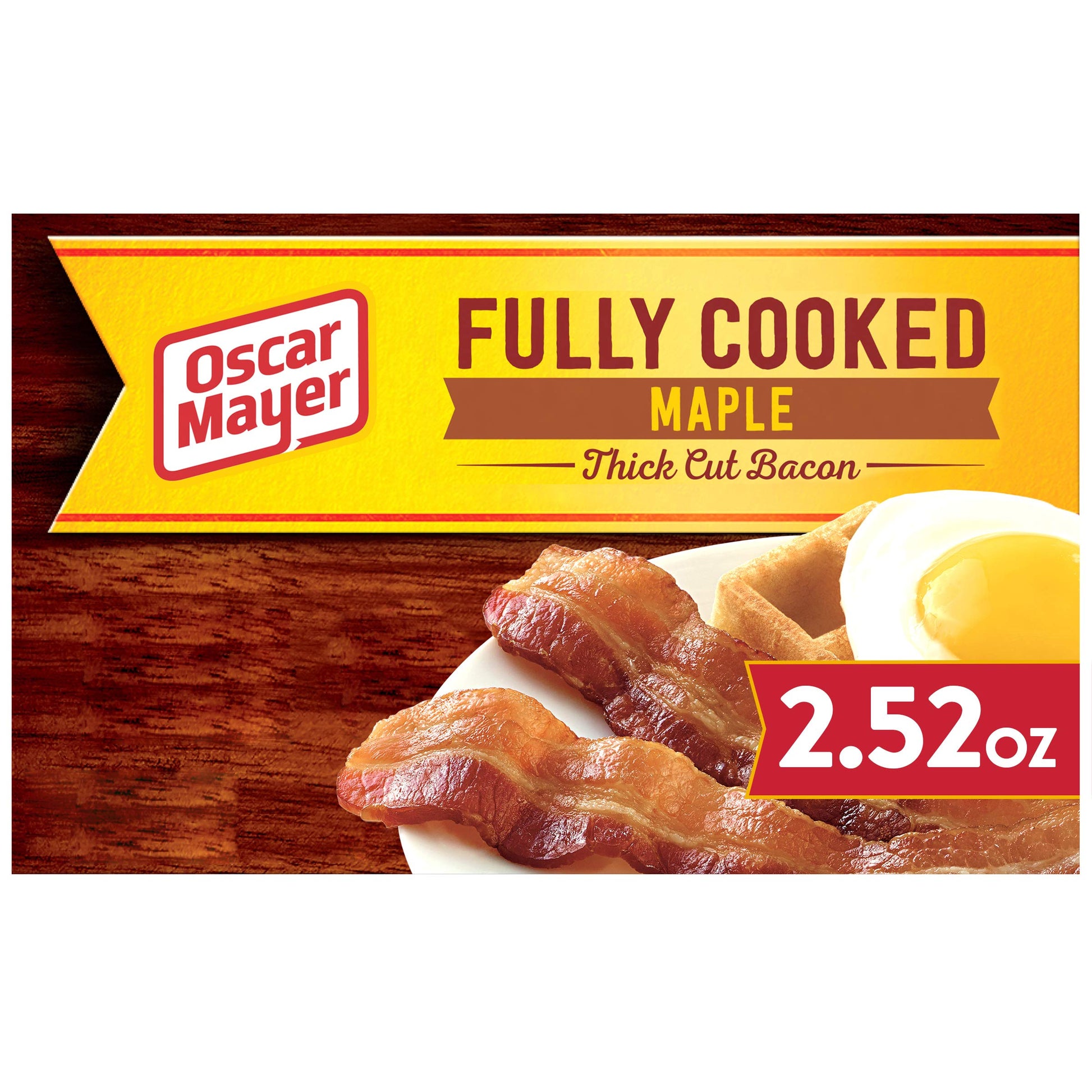 Oscar Mayer Thick Cut Bacon, Fully Cooked, Maple Flavor, 2.52 oz Package, Model 10044700099718