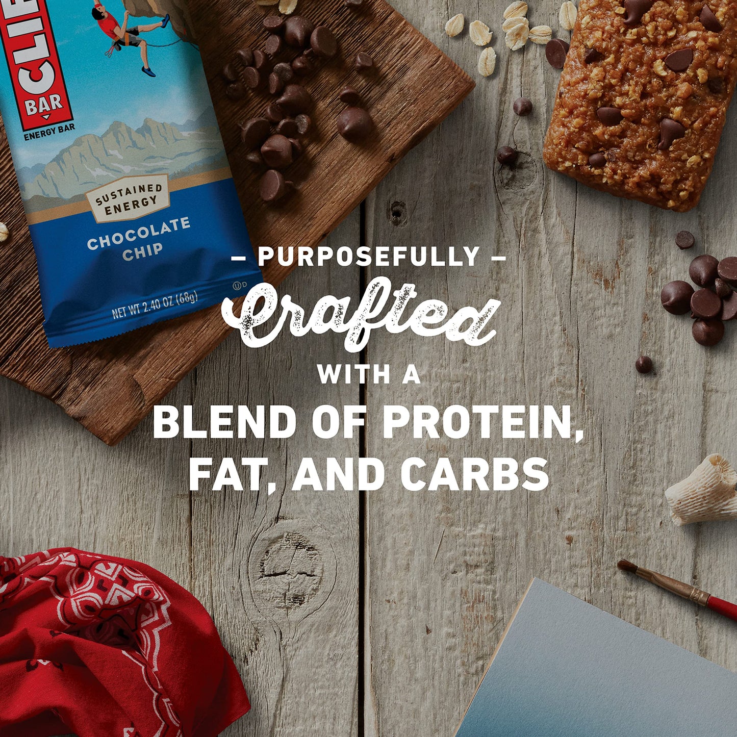 Clif Bars - Energy Bars - Chocolate Chip - Made With Organic Oats - Plant Based Food - Vegetarian - Kosher (2.4 Ounce Protein Bars, 12 Count) Packaging May Vary