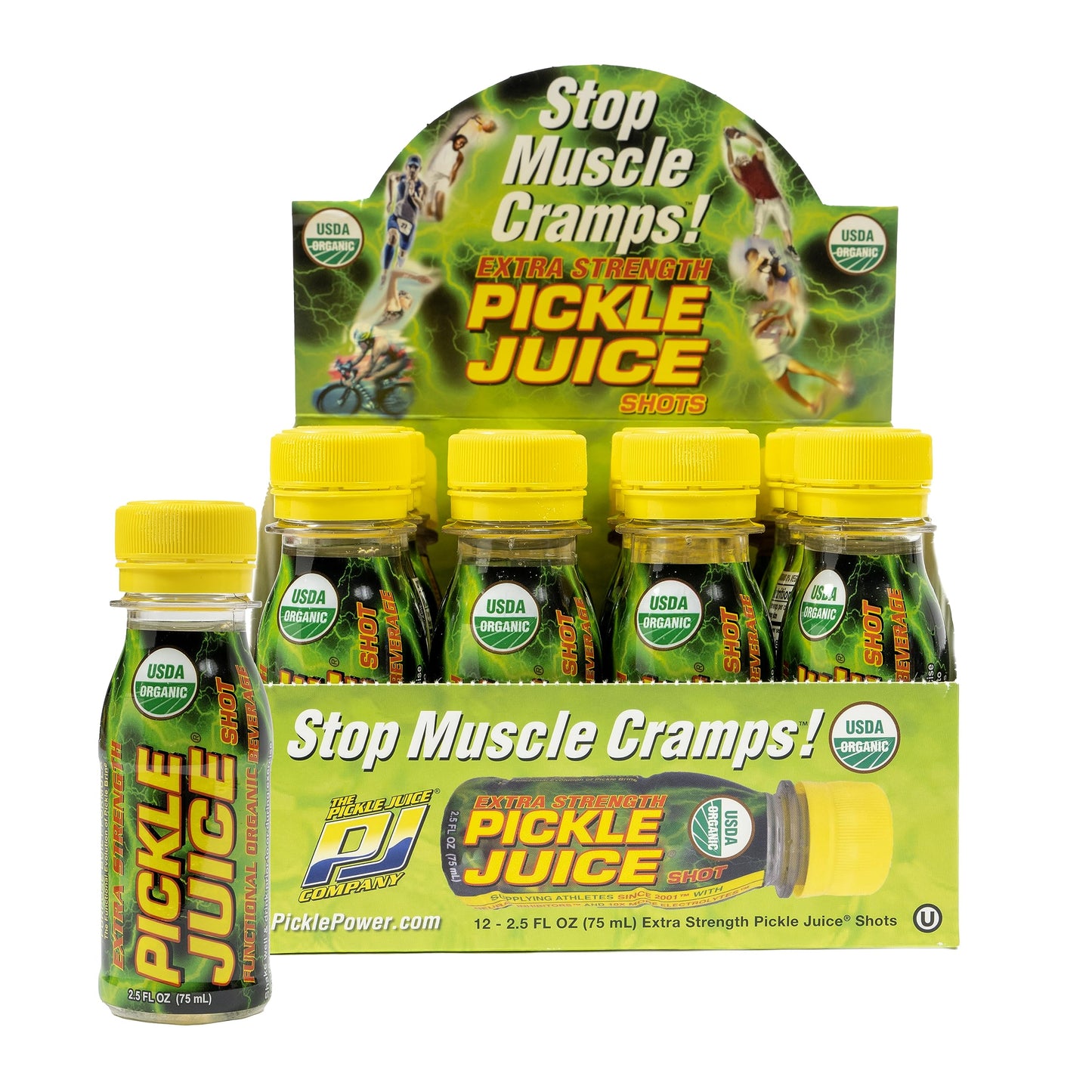 Pickle Juice Extra Strength Sports Drink Shots - Electrolyte Relief - 2.5 oz, 12 Pack - Transparent